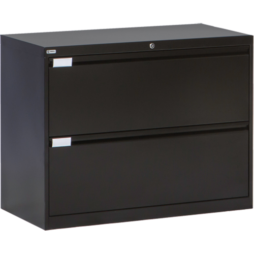 Lateral Filing Cabinet, Steel, 2 Drawers, 36" W x 18" D x 27-7/8" H, Black Dufferin Supply