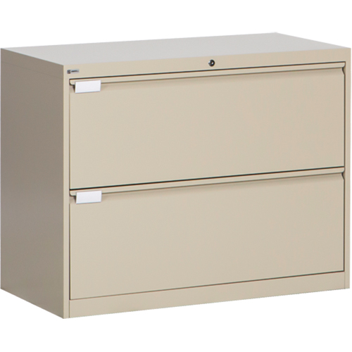Lateral Filing Cabinet, Steel, 2 Drawers, 36" W x 18" D x 27-7/8" H, Beige Dufferin Supply