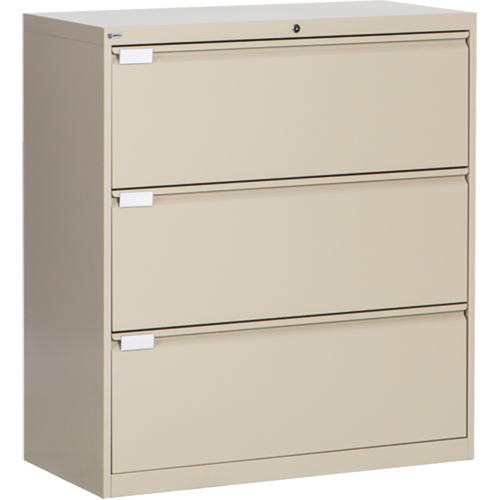 Lateral Filing Cabinet, Steel, 3 Drawers, 36" W x 18" D x 40-1/16" H, Beige Dufferin Supply