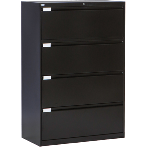 Lateral Filing Cabinet, Steel, 4 Drawers, 36" W x 18" D x 53-3/8" H, Black Dufferin Supply