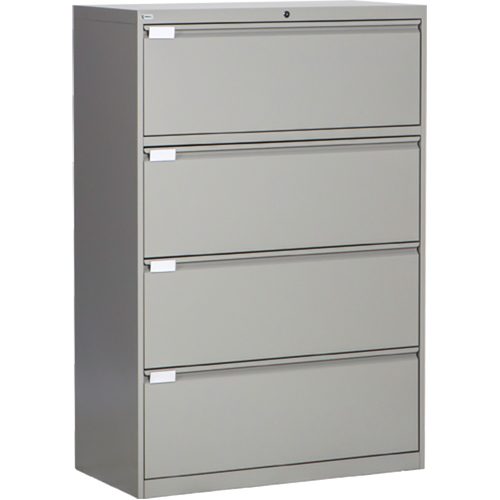 Lateral Filing Cabinet, Steel, 4 Drawers, 36" W x 18" D x 53-3/8" H, Grey Dufferin Supply