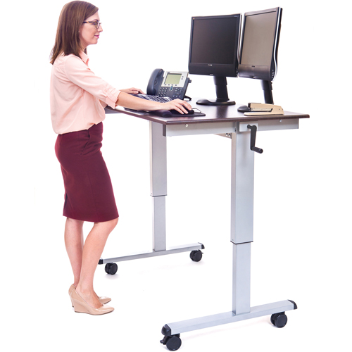 Adjustable Stand-Up Workstations, Stand-Alone Desk, 48-1/2" H x 48" W x 32-1/2" D, Walnut Dufferin Supply