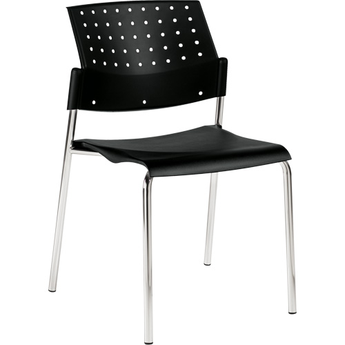 Armless Stacking Chair, Plastic, 33" High, 300 lbs. Capacity, Black Dufferin Supply