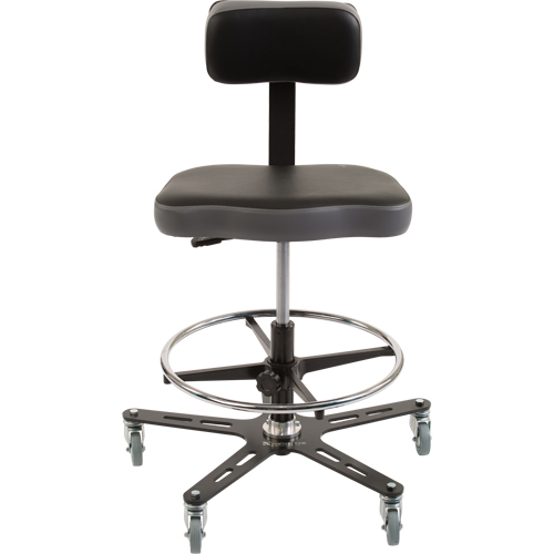 Chaise ergonomique industrielle TF160, Mobile, Ajustable, 20-1/2" - 28-1/2", Vinyle Si&egrave;ge, Noir/gris Dufferin Supply