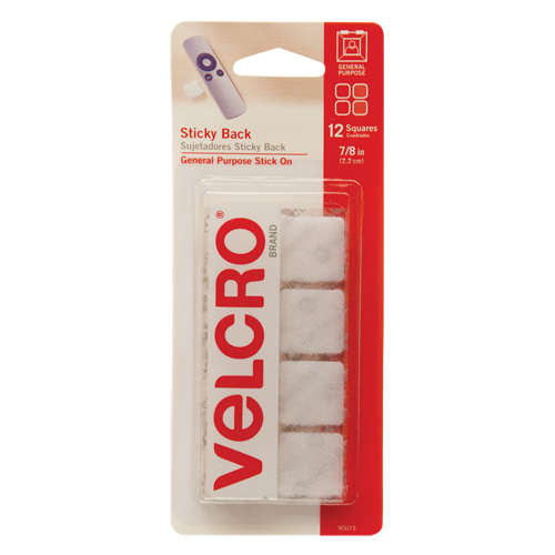 Attaches en carr&eacute;e, Boucle et crochet, 7/8" dia., Adh&eacute;sif, Blanc Dufferin Supply