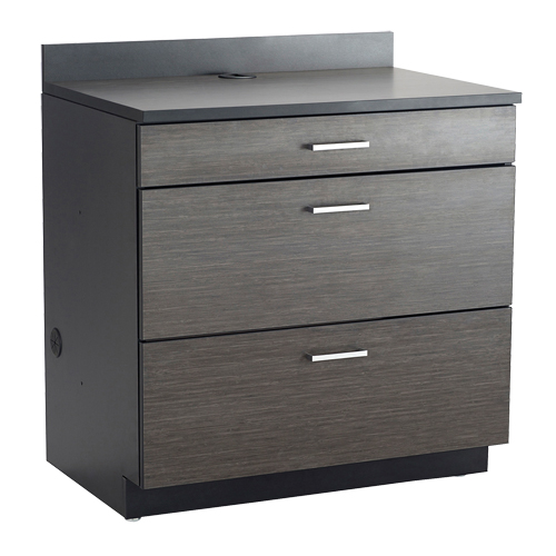Modular Base Cabinet, 3 Drawers, 36" W x 25" D x 39" H, Asian Night/Black Dufferin Supply