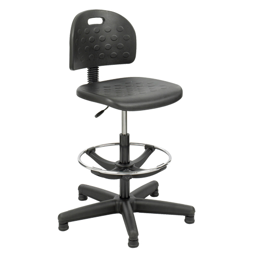 Soft Tough Stool, Stationary, Adjustable, 29" - 49", Polyurethane Seat, Black Dufferin Supply