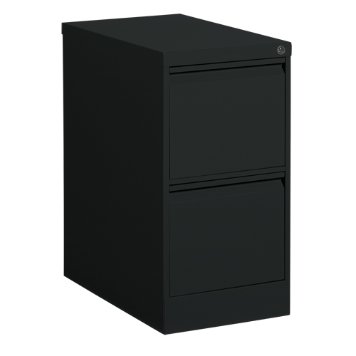 Vertical Filing Cabinet, Steel, 2 Drawers, 15-1/7" W x 25" D x 29" H, Black Dufferin Supply