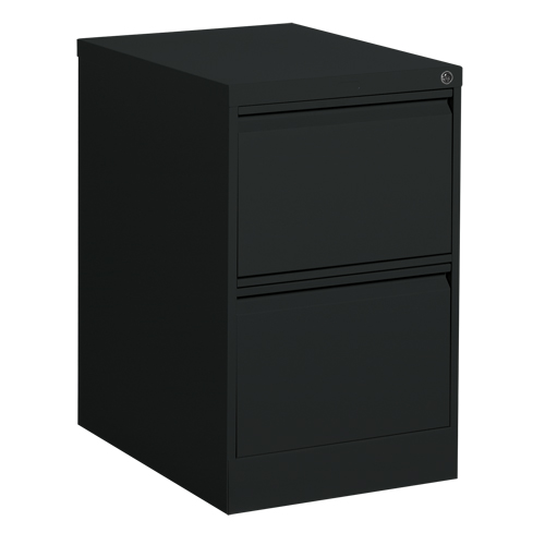 Vertical Filing Cabinet, Steel, 2 Drawers, 18-1/7" W x 25" D x 29" H, Black Dufferin Supply