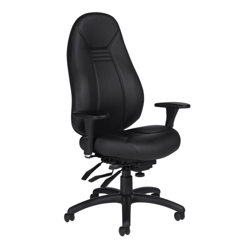 Chaise confortable &agrave; dos &eacute;lev&eacute;, Cuir, Noir, Capacit&eacute; 300 lb Dufferin Supply