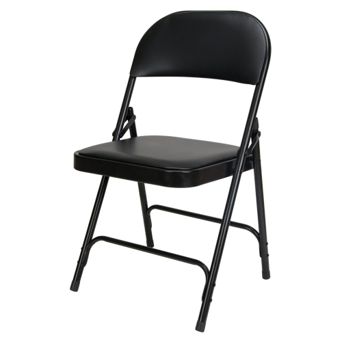 Vinyl Padded Folding Chair, Steel, Black, 300 lbs. Weight Capacity Dufferin Supply