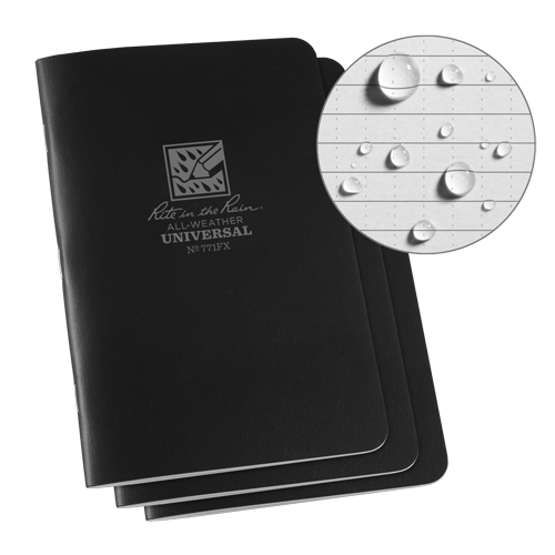 All-Weather Notebook, Soft Cover, Black, 48 Pages, 4-5/8" W x 7" L Dufferin Supply