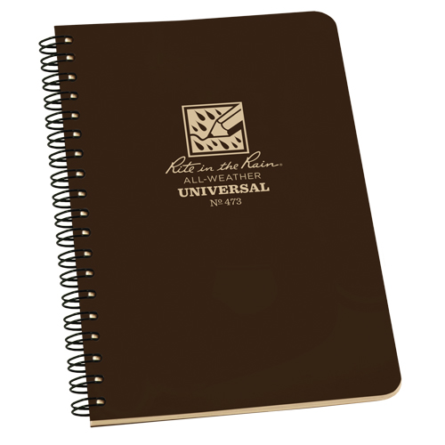 Carnet de notes de poche &agrave; spirale lat&eacute;rale, Couverture souple, Brun, 64 Pages, 4-5/8" , 7"  Dufferin Supply