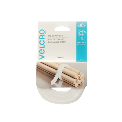 One-Wrap&reg; Fastener Tape, Hook & Loop, 12' x 3/4", Self-Grip, White Dufferin Supply