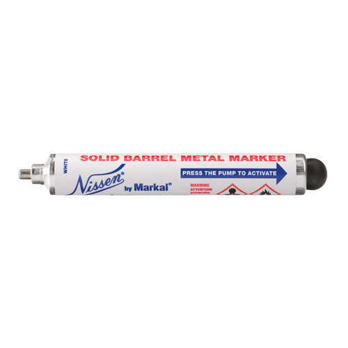 Nissen&reg; Solid Barrel Metal Marker, Liquid, White Dufferin Supply