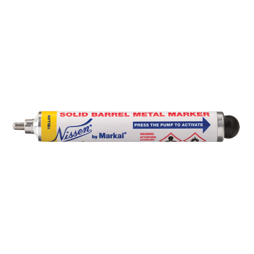 Nissen&reg; Solid Barrel Metal Marker, Liquid, Yellow Dufferin Supply