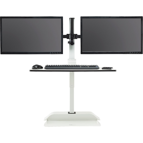 Soar Sit/Stand Electric Desk with Dual Monitor Arm, Desktop Unit, 37-1/4" H x 27-3/4" W x 22" D, White Dufferin Supply