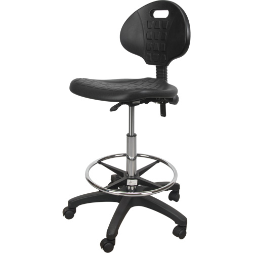 Tabouret robuste et ergonomique, Mobile, Ajustable, 39" - 48", Polyur&eacute;thane Si&egrave;ge, Noir Dufferin Supply