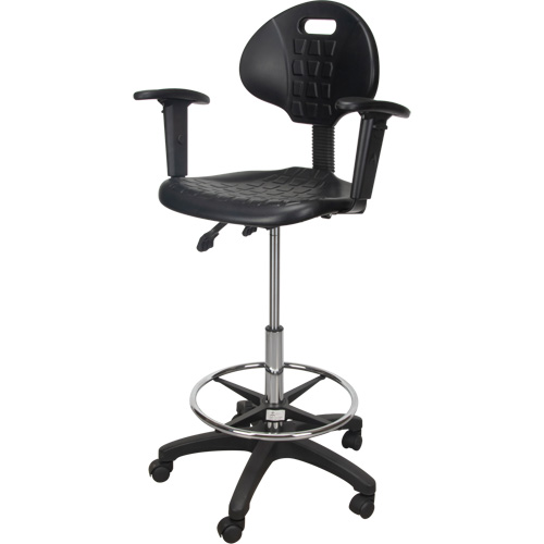 Heavy-Duty Ergonomic Stool with Adjustable Arm Rests & Nylon Stem Casters, Mobile, Adjustable Height, 250 lbs. Capacity Dufferin Supply