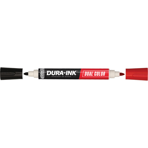 Markal&reg; Dura-Ink&reg; Dual Colour Permanent Ink Marker, Black/Red, Bullet Tip Dufferin Supply