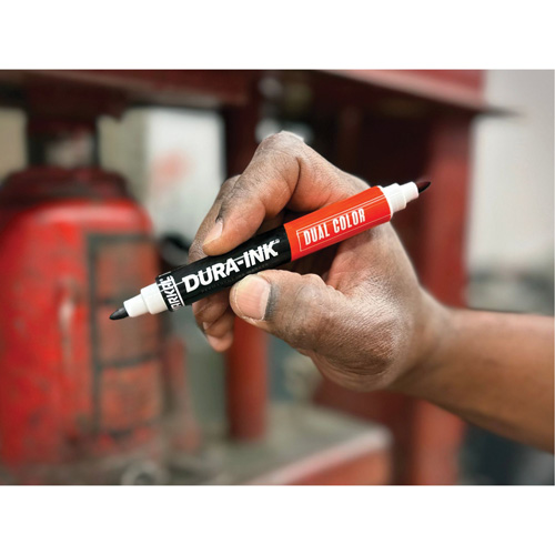 Markal&reg; Dura-Ink&reg; Dual Colour Permanent Ink Marker, Black/Red, Bullet Tip Dufferin Supply