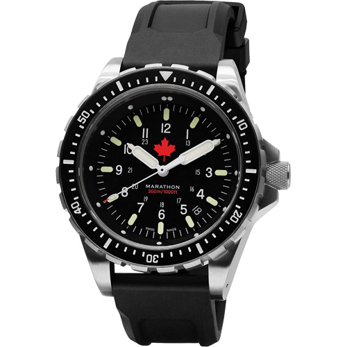 Tr&egrave;s grande montre &agrave; quartz pour plongeur avec feuille d'&eacute;rable rouge, Num&eacute;rique, &agrave; piles, 46 mm, Noir Dufferin Supply