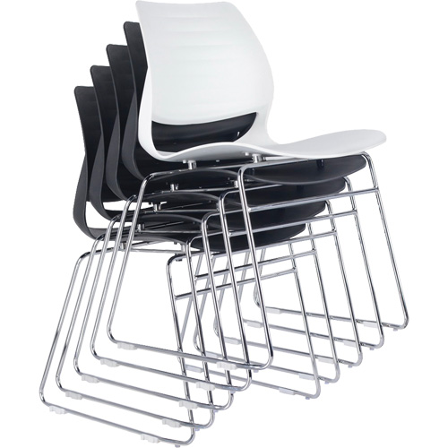 Chaises empilables, Polypropyl&egrave;ne, Hauteur 32", Capacit&eacute; 250 lb, Noir Dufferin Supply