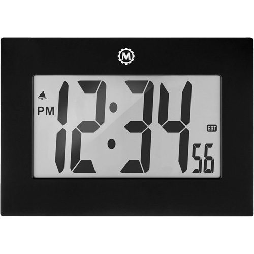 Large Frame Clock, Digital, Battery Operated, 9" W x 1" D x 6.5" H, Black Dufferin Supply