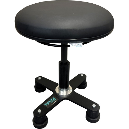 Omnistool Ergonomic Stool, Mobile, Adjustable, Vinyl Seat, Black Dufferin Supply