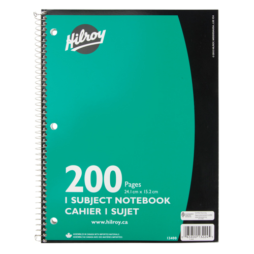 1 Subject Spiral Notebook Dufferin Supply