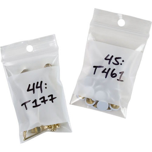 White Block Poly Bags, Reclosable, 3" x 2", 2 mils Dufferin Supply