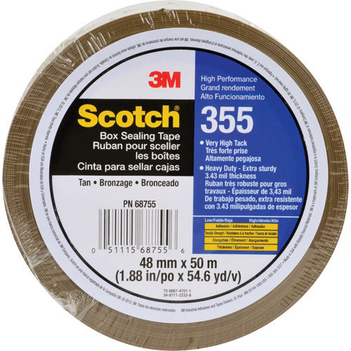 Ruban d'emballage Scotch 355, Adh&eacute;sif Thermofusible, 3,4 mils, 48 mm (1-22/25") x 50 m (164') Dufferin Supply