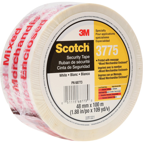 Scotch&reg; 3775 Box Sealing Tape with Message, Hot Melt Adhesive, 2 mils, 48 mm (1-22/25") x 100 m (328') Dufferin Supply