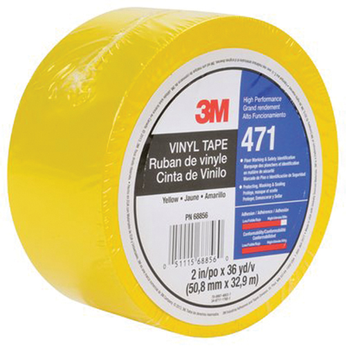 471 Vinyl Tape, 50.8 mm (2") W x 32.9 m (108') L, 5.3 mils, Yellow Dufferin Supply