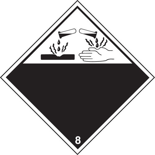 TDG Shipping Labels, Class 8, Corrosives, Vinyl Dufferin Supply