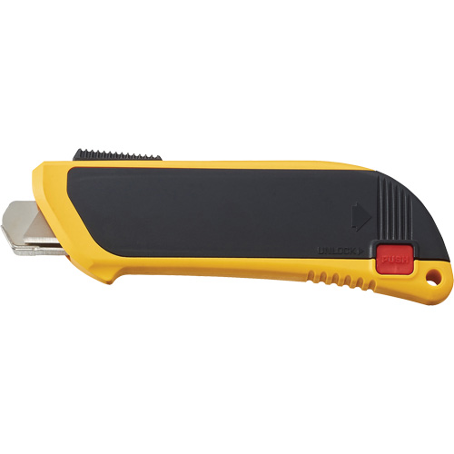Couteau de s&eacute;curit&eacute; autor&eacute;tractable automatique avec m&eacute;canisme de protection, 10 mm, Acier au carbone, Robuste, Prise en Plastique Dufferin Supply