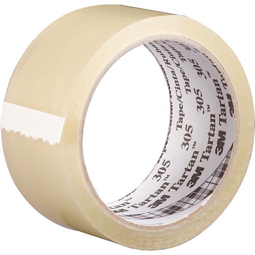 Tartan 305 Box Sealing Tape, Acrylic Adhesive, 1.6 mil, 48 mm (2") x 100 m (328') Dufferin Supply