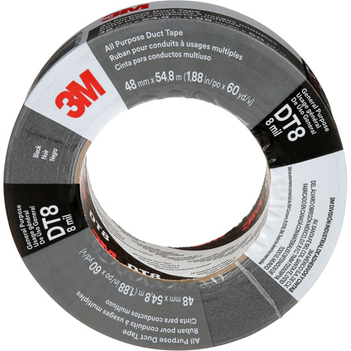 DT8 All-Purpose Duct Tape, 8 mils, Black, 48 mm (2") x 55 m (180') Dufferin Supply