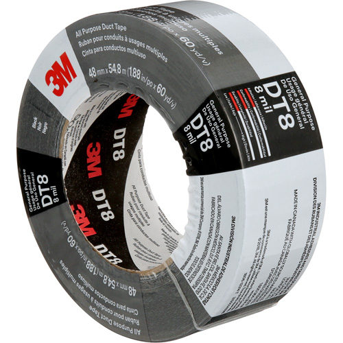 DT8 All-Purpose Duct Tape, 8 mils, Black, 48 mm (2") x 55 m (180') Dufferin Supply