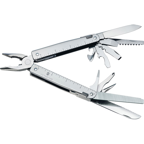 SwissTool Multi-Tool with Lockable Blade, Metal, Metal Handle, 155 mm L, 26 Functions, 0.7 lbs. Dufferin Supply