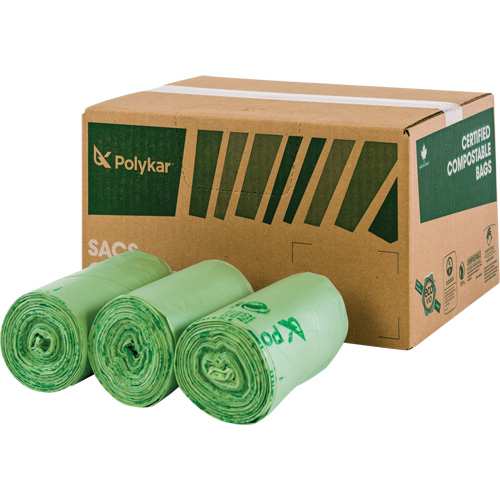 Certified Compostable Bags, Regular, 48" L x 42" W, Clear, 242 L (55 Gal.) Capacity Dufferin Supply