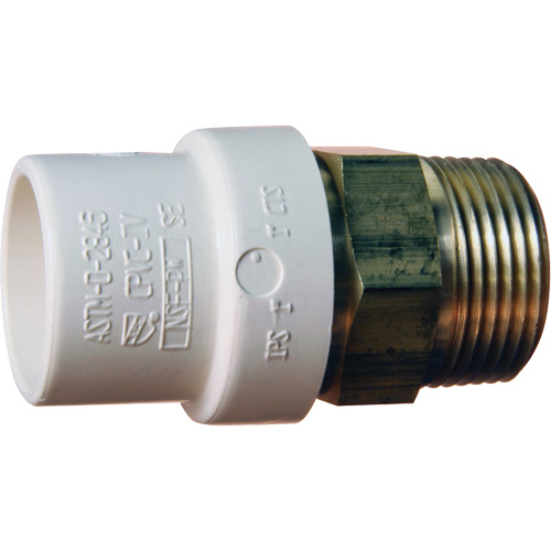 Threaded Pipe Adapter, Hub x MPT, 1/2" Dia., Brass/CPVC Dufferin Supply