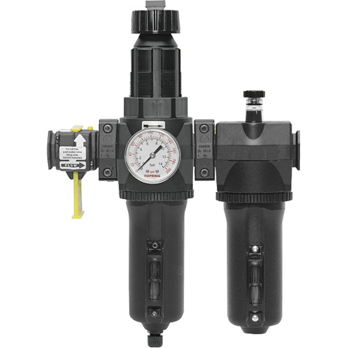 Filtre + r&eacute;gulateur + lubrificateur &agrave; drain manuel avec bol standard et manom&egrave;tre Modulair 400, 3/4" NPT Dufferin Supply
