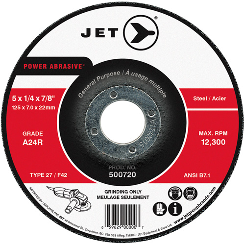 POWER ABRASIVE&reg; Grinding Wheel, 5" x 1/4", 7/8" Arbor, Type 27 Dufferin Supply