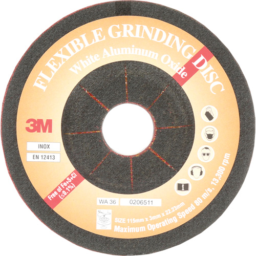 Disque de meulage flexible, 4-5/8", Oxyde d'aluminium, 22 mm, Type WA Dufferin Supply