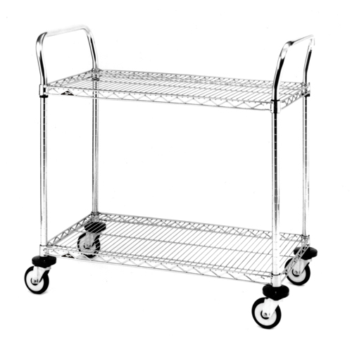 Chariot utilitaire &agrave; usage standard avec tablettes en treillis m&eacute;tallique, Chrom&eacute;, 24" x 39" x 36", Capacit&eacute; 375 lb Dufferin Supply