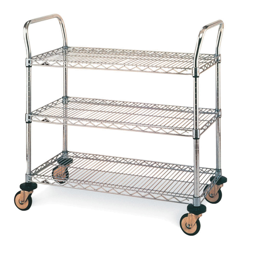 Chariot utilitaire &agrave; usage standard avec tablettes en treillis m&eacute;tallique, Chrom&eacute;, 24" x 39" x 24", Capacit&eacute; 375 lb Dufferin Supply