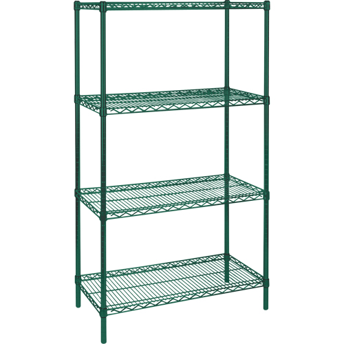 &eacute;tag&egrave;res robustes en treillis m&eacute;tallique au fini &eacute;poxy vert, 4 Tablettes, 36" la x 63" h x 24" p Dufferin Supply