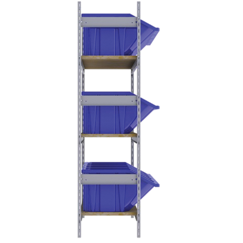 Wide Span Shelving with Jumbo Plastic Bins, Steel, Boltless, 800 lbs. Capacity, 66" W x 60" H x 18" D Dufferin Supply