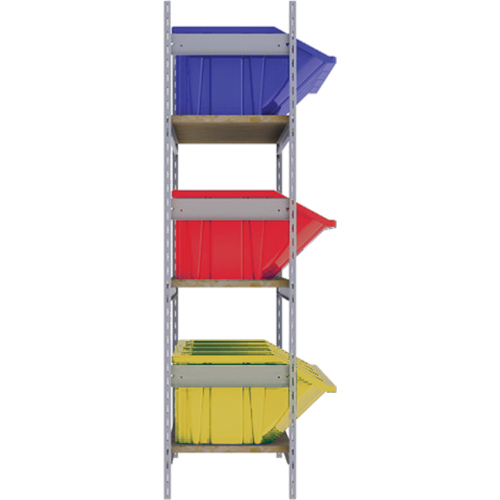 Wide Span Shelving with Jumbo Plastic Bins, Steel, Boltless, 800 lbs. Capacity, 66" W x 60" H x 18" D Dufferin Supply
